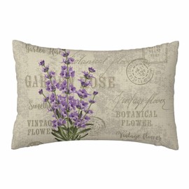 WILNURO Lavender Postcard Pillow Case Vintage Purple Floral Flowers Soft & Breathable Pillow Cover with Envelope Closure Pillowcase Standard Size 20" X 26"