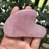 Ladeukoi Rose Quartz Crystal Stone Gua Sha Massage Tool for
