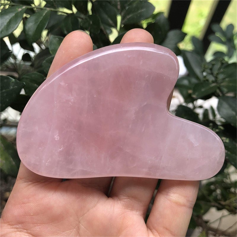 Ladeukoi Rose Quartz Crystal Stone Gua Sha Massage Tool for