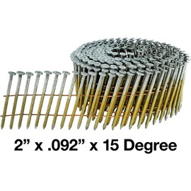 2" x .092"15 Degree Wire Weld Coil - Collated - Siding and Fencing Nails - Hot Galvanized - Vinyl Tip - Ring Shank - Full Box ~3000 nails