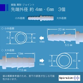 Spiralim Eccentric Hose Connector Size Conversion Joint Tube Size Conversion (① Eccentric 4-6mm)
