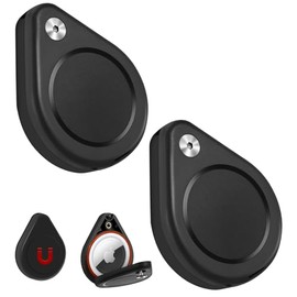 Waterproof AirTag Keychain Holder - 4 Pack Airtag Lock Case with Wire Cable Compatible Light Black