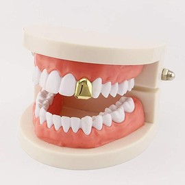 COLORFUL BLING Dientes de boca chapados en oro de 14 quilates, llanos de dientes de hip hop, tapa de parrilla para hombres y mujeres, fiestas, cosplay, rapero, accesorios para parrillas de dientes, Cristal, ágata