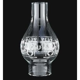 B&P Lamp® 3 Inch by 9 1/4 Inch Clear Diana Style Decorated Glass Lamp Chimney for Vintage and Antique Style Globes