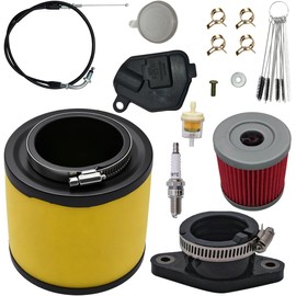 TRX350 Carburetor Kit Fit for Honda Rancher 350 TRX350FE TRX350FM TRX350TE TRX350TM 2000-2006 4 Stroke ATV with Air Filter & Oil Filter & Spark Plug & Intake Pipe & Choke Cable