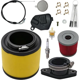 TRX350 Carburetor Kit Fit for Honda Rancher 350 TRX350FE TRX350FM TRX350TE TRX350TM 2000-2006 4 Stroke ATV with Air Filter & Oil Filter & Spark Plug & Intake Pipe & Choke Cable