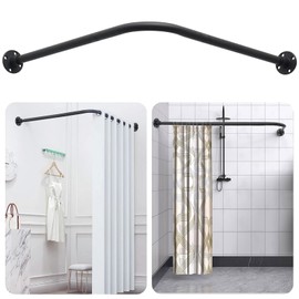 L Shaped Shower Curtain Rod,Adjustable Corner Shower Rod(23.6"-39.8"x23.6"-39.8"),90 Degree Wall Mounted Shower Curtain Rod for Bathroom,Bathtub,Clothing Store,Locker Rooms,Private Space,Need to Drill