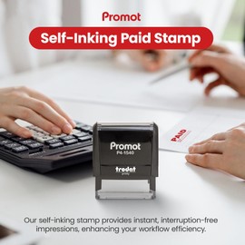 Promot Paid Stamp Self Inking Stamp - Paid Stamp for Office, Accounts Payable Stamp w/Check Number and Date - Rubber Stamps for Retail Use, Red Ink Stamp, Self Inking Stamp for Business Supplies