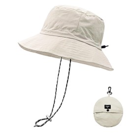 lifwimner Sun Hat Women's Men's Fishing Hat with Chin Strap Waterproof Bucket Women's Quick Dry Packable Hat Summer Outdoor Activities, beige