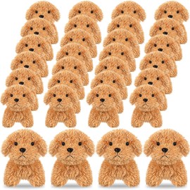 HyDren 30 Plush Puppy Dogs Stuffed Animals Bulk Assorted Puppies Mini Dog Doll Soft Fluffy Animal for Kids Baby Girls Boys Living Room Birthday Gifts (Light Brown)