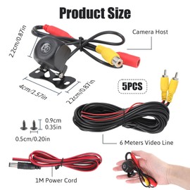 Car Reversing Camera, Universal AHD 1080P Backup Camera with high-definition Night Vision Waterproof Rear View Camera 170° Wide Angle Starlight camera LED Night Visions+6M Video Cable (AHD)