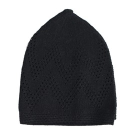 TRUNESS Kufi Hats for Men Muslim, Prayer Cap, Handicraft Taqiyah, Taqiyah Cap (US, Alpha, One Size, Standard, Black)