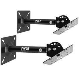 Pyle Universal Speaker Mounting Bracket - Ceiling & Wall Speaker Mount with Adjustable Swivel Tilt, 13.4" Retractable Telescopic Arm, 75 lbs Max Load - Ideal for Home Surround Sound Systems (Pair)