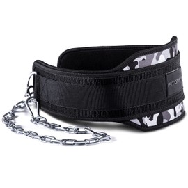 Fitgriff® Dip Belt with Chain + 2 Carabiners, Dip Belt for Bodybuilding, Strength Training, Weightlifting - Weightlifting Belt, Weight Belt (Camo, One Size)