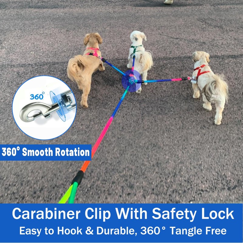 Heavy Duty 3 Dog Leash for Large Dogs No Tangle