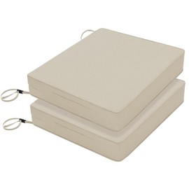 Favoyard Patio Chair Cushions 18.5 x 16 x 3 Inch Waterproof Outdoor Seat Cushions for Patio Furniture 3-Year Color Fastness Garden Sofa Couch Chair Pads with Handle & Adjustable Straps Set of 2, Beige
