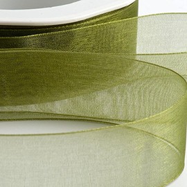 Italian Options Organza Chiffon Ribbon, 25mm x 20 Metre Roll, Moss Green