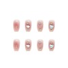 POKENGDA Acrylic Fake Nails 3D Heart Design,Coffin Press on Medium