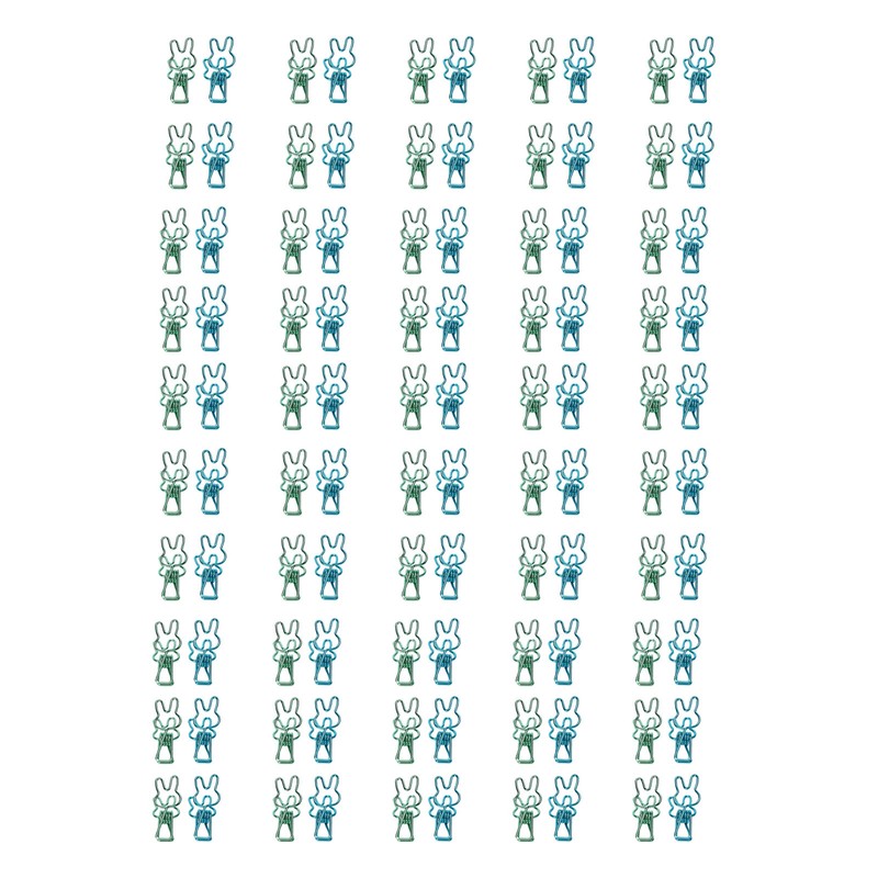 100 Pcs Cute Binder Clips Multipurpose Cartoon Rabbit Shape Blue