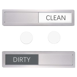 GUIFIER Premium Stainless Steel Dishwasher Magnet Clean Dirty Sign, 7 x 1.6 Inches Clean Dirty Magnet for Dishwasher, Metal Dishwasher Magnetic Sign, Kitchen Organizers and Storage(Metal, Silver)