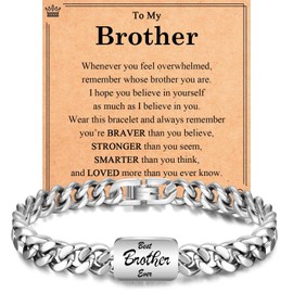 EYQV Brother Gifts, Engraved Bracelet Gifts for Brother Adult, Best Brother Birthday Gifts Christmas Gifts Graduation Gifts Stocking Fillers for Brother