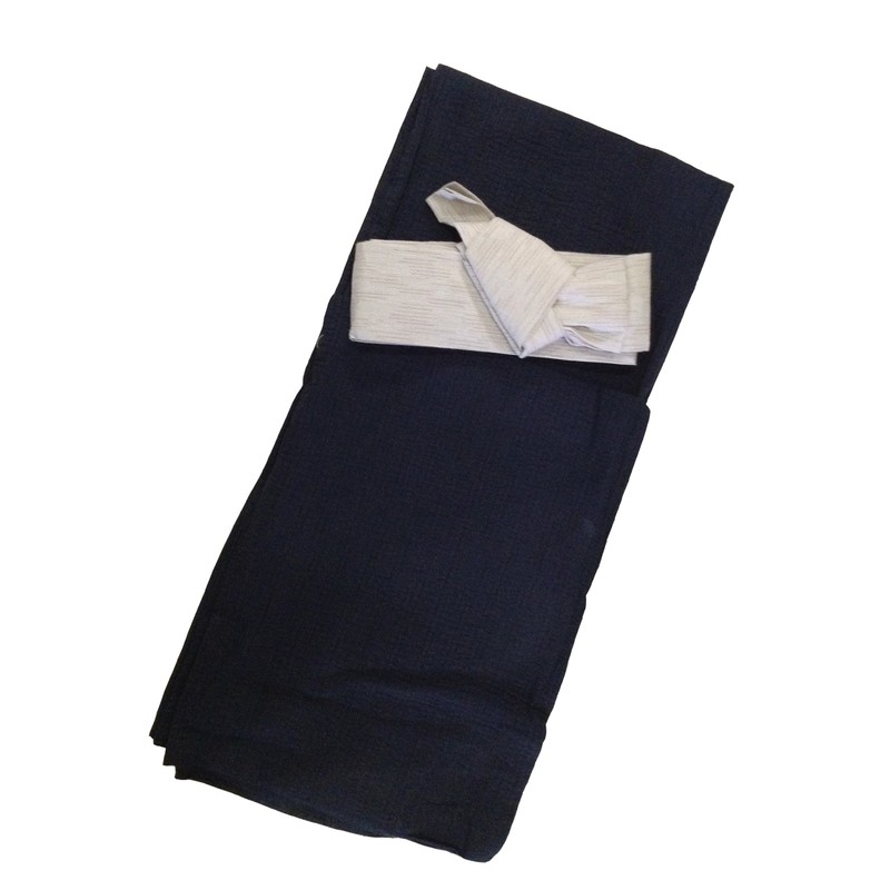 Edoten Men's Yukata 2-Piece Set Yukata One-Touch Belt Cooling Shijira-Ori