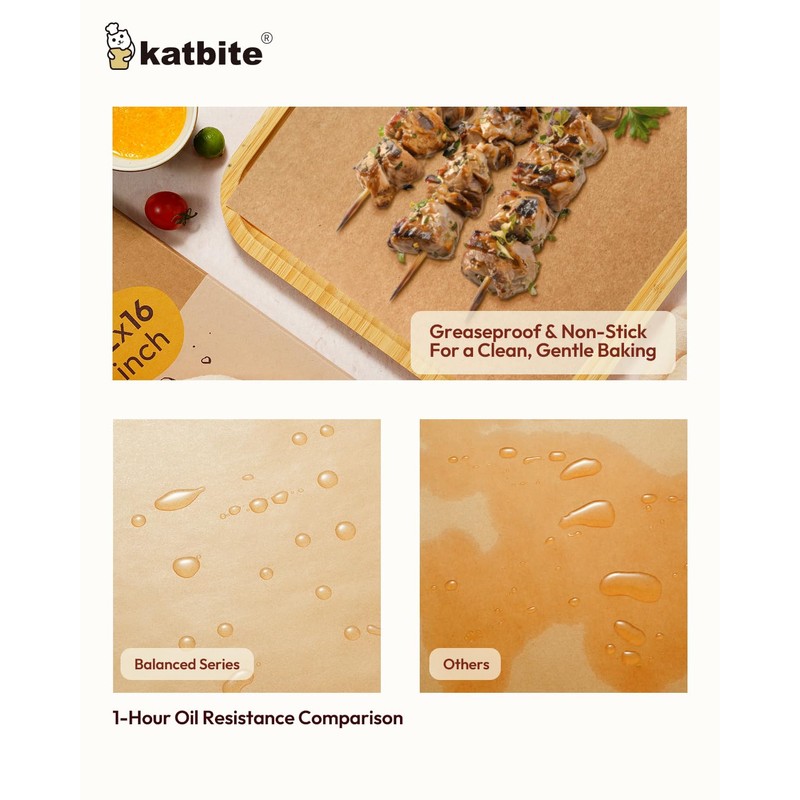 Katbite 220 Pcs Parchment Paper Sheets, 12x16 Inches Unbleached Baking