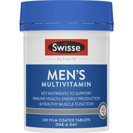 Swisse Ultivite Men’s Multivitamin – 120 Tablets | Daily Health Supplement with Zinc, Vitamin D3, Selenium & B Vitamins | Supports Energy, Immunity, Muscle & Reproductive Health | Tailored for Men’s Nutritional Needs