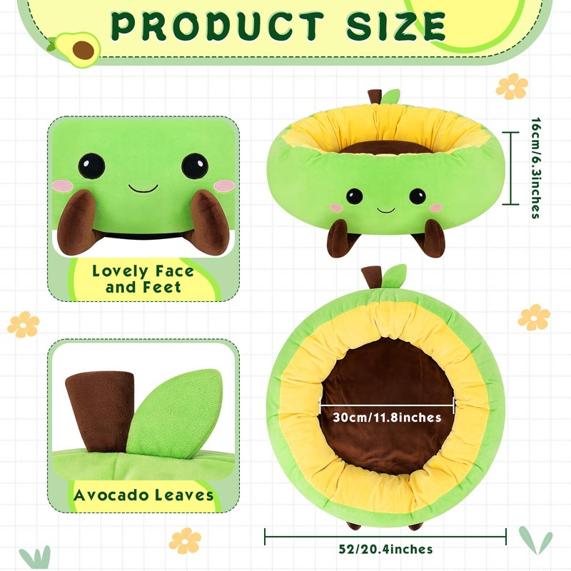 Avocado Heated Cat Bed - Cute Round Dog Bed, Warming