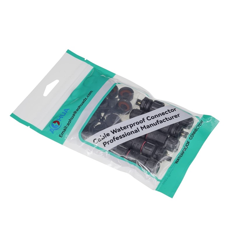 AOHUA IP68 Waterproof Connector (5-Pack), M16 2-Pin Industrial/Aviation Connector, (300V/10A)