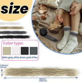 butterfunny 4 Pack Faux Fur Ribbon DIY Craft Shaggy Synthetic Plush Patch Craft Faux Fur Fabric Pre Cut Rolls for Crafts, Costumes and Decoration