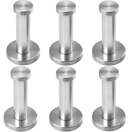 Stainless Steel Hanger, Wall Hanger, Hook, Wall Hook, Simple, Screw Mounted, Silver (2.8 inches (7 cm), Set of 6