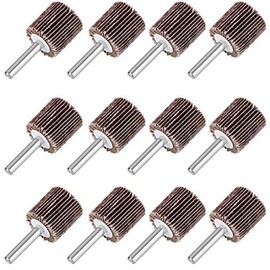 12 Pack Shank Mounted Flap Wheels, 80 Grit Aluminum Oxide Mounted Abrasive Grinding Tool,1" x 1" x 1/4"