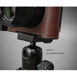 LIM'S Genuine Italy Leather Camera Half Case Metal Grip Dovetail Plate for Leica Q3 [Brown]