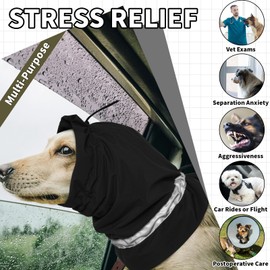 ROZKITCH Dog Calming Hoodie Dog Ears Cover, Waterproof Ear Wrap, Reflective Dog Ear Head Muff Protection Anxiety Relief Noise Canceling for Firework Noise Dog Ear Protector Black S