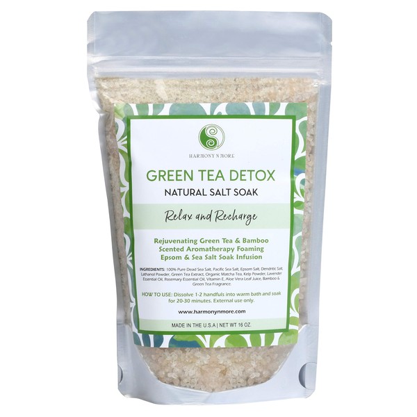 Green Tea Detox Infusion - Best Bath Sea Salt Mix - Rejuvenating Antioxidant - Balances and Relaxes The Body and Spirit
