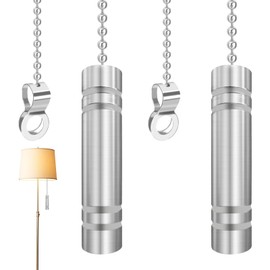 2 Pcs Bathroom Light Pull Cord Handle,Bathroom Pull Cord Handle with 100cm Bead Chain Pull Cord,Chrome Light Pulls for Bathroom,Pull Cord Light Switch Bathroom Bedroom Toilet Light Fan Switch Blind