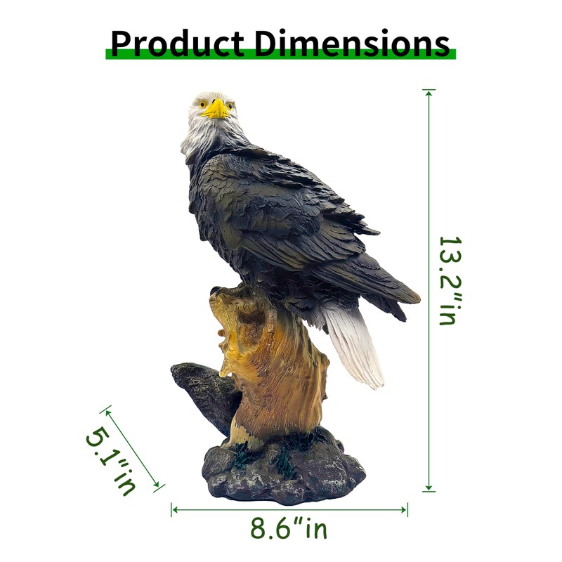 Noegrus 13.2" Real Eagle Statue, Funny Resin Bird Sculpture, Garden