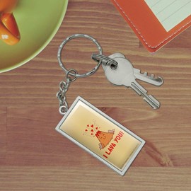 GRAPHICS & MORE I Lava You Love Volcano Funny Humor Rectangle Chrome Plated Metal Keychain Key Chain