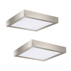 9 Inch LED Flush Mount Square Ceiling Light, Equivalent to 60W 2700K/3000K/3500K/4000K/5000K CCT Selectable , CRI 90+,Dimmable Square LED Panel Light, Damp Rated, ETL, Brush Nickel Finish -2PK