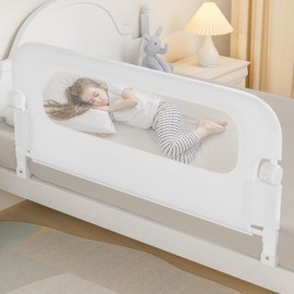NUTIKAS Baby Bed Rail Guard for Toddlers -46" Toddler Bed Rails for Twin, Full, Queen, King Bunk Size Bed Swing Down Bedrail Extral Tall Child Safety Side Railing Guards for Kids