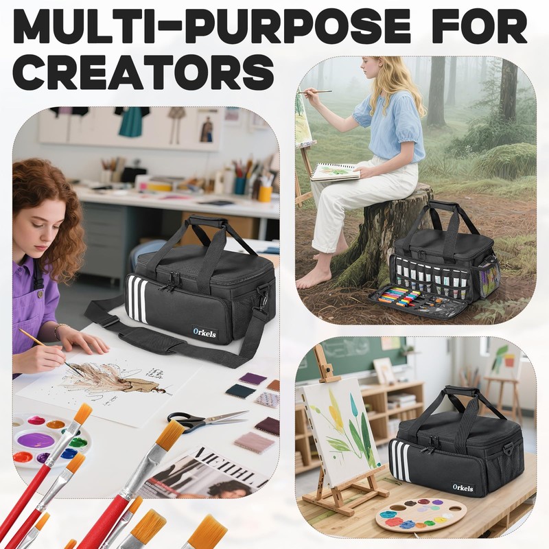 ORKELS Craft Paint and Marker Organizer, Acrylic Paint Storage Bag