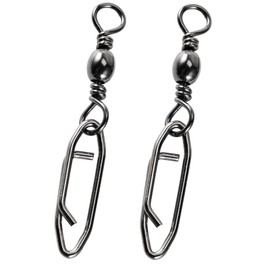 Atibin Saltwater Freshwater Snap Swivels Stainless Heavy Steel Fishing Clips Swivel Barrel Clip Fishing Snaps Rolling Speed Change Black Nickel, 50pcs, 73lb