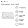 Claire 22” Rectangle Wall-Mount Bathroom Sink in White Marble