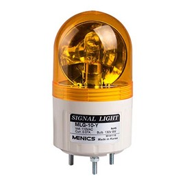 MLG-01-Y, Beacon Rotating Light, 66mm Yellow Lens, Stud Mount, Incandescent Bulb, 12V AC/DC 8W