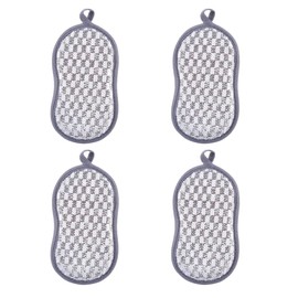 4 Pack Dish Sponge for Washing Dishes Cleaning Kitchen, All-Purpose, Non Scratch, Rough Scrubbers Side for Non-Stick Cookware, Soft Microfiber Scrub Side for Dishes,Reusable Dishwashing Sponges
