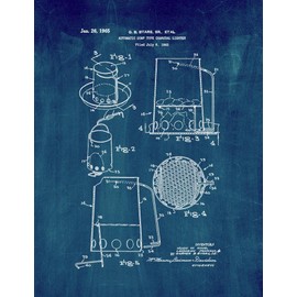 Automatic Dump Type Charcoal Lighter Patent Print Midnight Blue (11" x 14") M11586