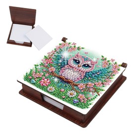 JZHYOAN Diamond Art Wooden Note Box DIY Special Shape Diamond Painting Note Storage Box Reusable Portable Notes Holder Decorative Art Wooden Message Notes Paper Boxes for Office Adults Woman Man