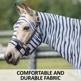 UltraFlex Limited Edition Zebra Horse Slicker Hoods | Durable & Breathable Summer Comfort | Oversized Eye Holes | Rub-Free | No-Snag Hook and Loop | Pull-On Slicker Hoods | Color Zebra | Size Large