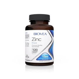 BIOVEA Zinc y Cobre 15mg de Zinc y 2mg de Cobre 120 Cápsulas Vegetarianas para Fortalecer el Sistema Inmunitario                                      
